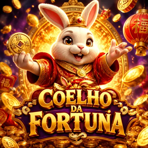 Card do slot Fortune Rabbit com o coelho da fortuna e moedas