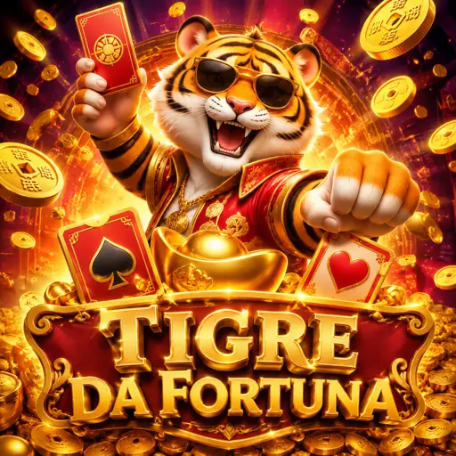 Card do slot Fortune Tiger com o tigre dourado e multiplicadores