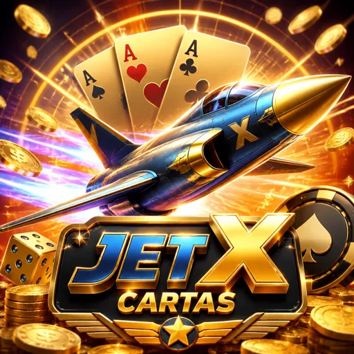 Card do jogo JetX com foguete decolando e multiplicador subindo