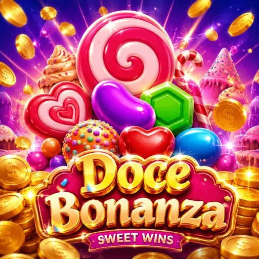 Card do slot Sweet Bonanza com doces e frutas coloridas